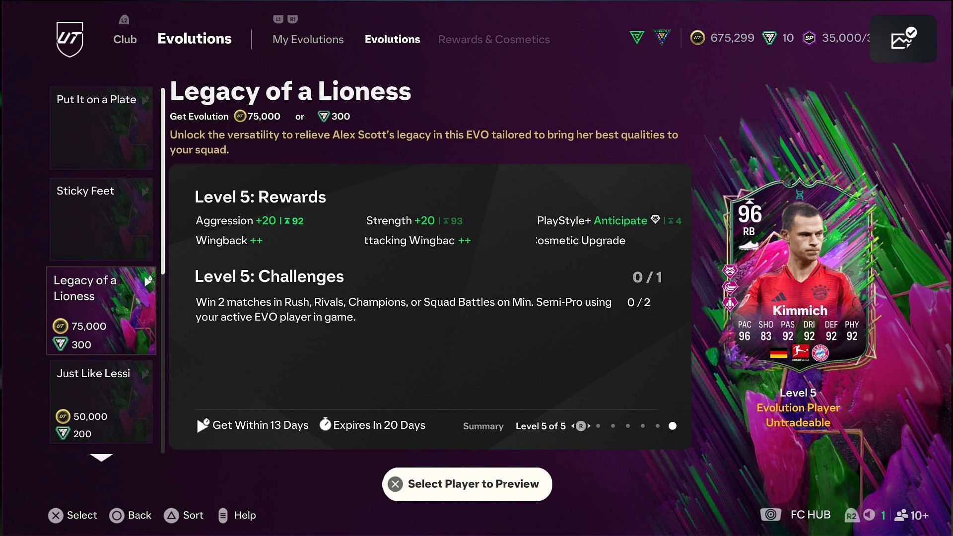 The EVO has five levels (Image via EA Sports)